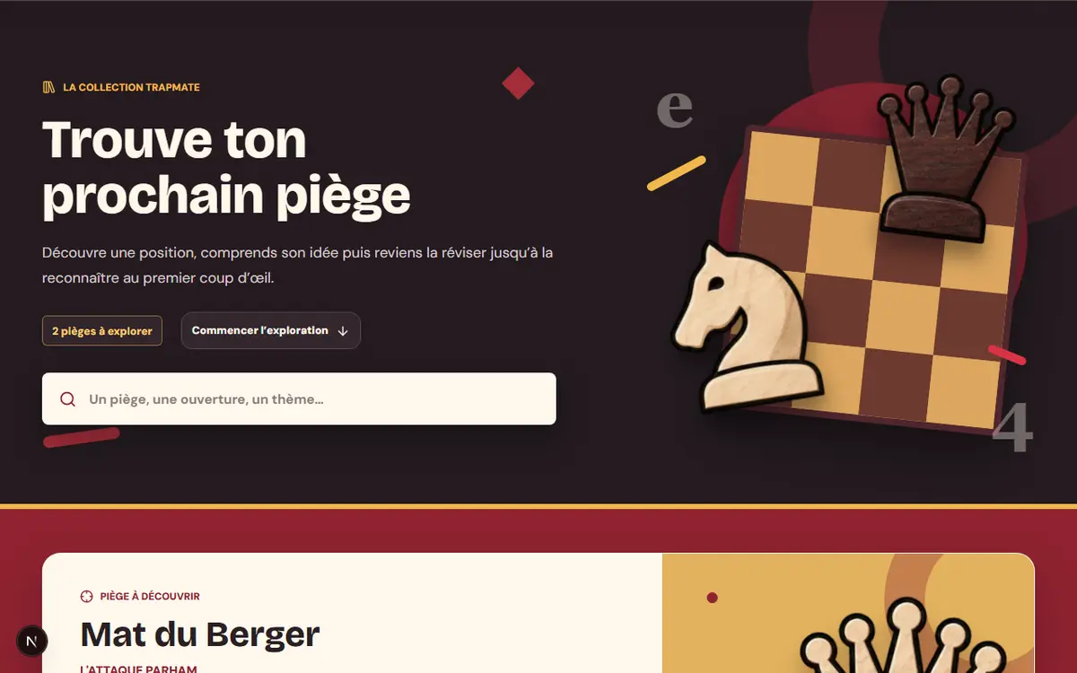 Catalogue public de TrapMate présentant les pièges disponibles